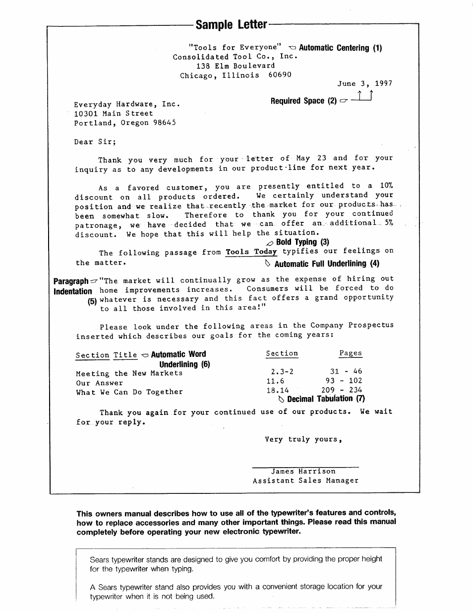 Sample letter | Sears 16 User Manual | Page 4 / 108