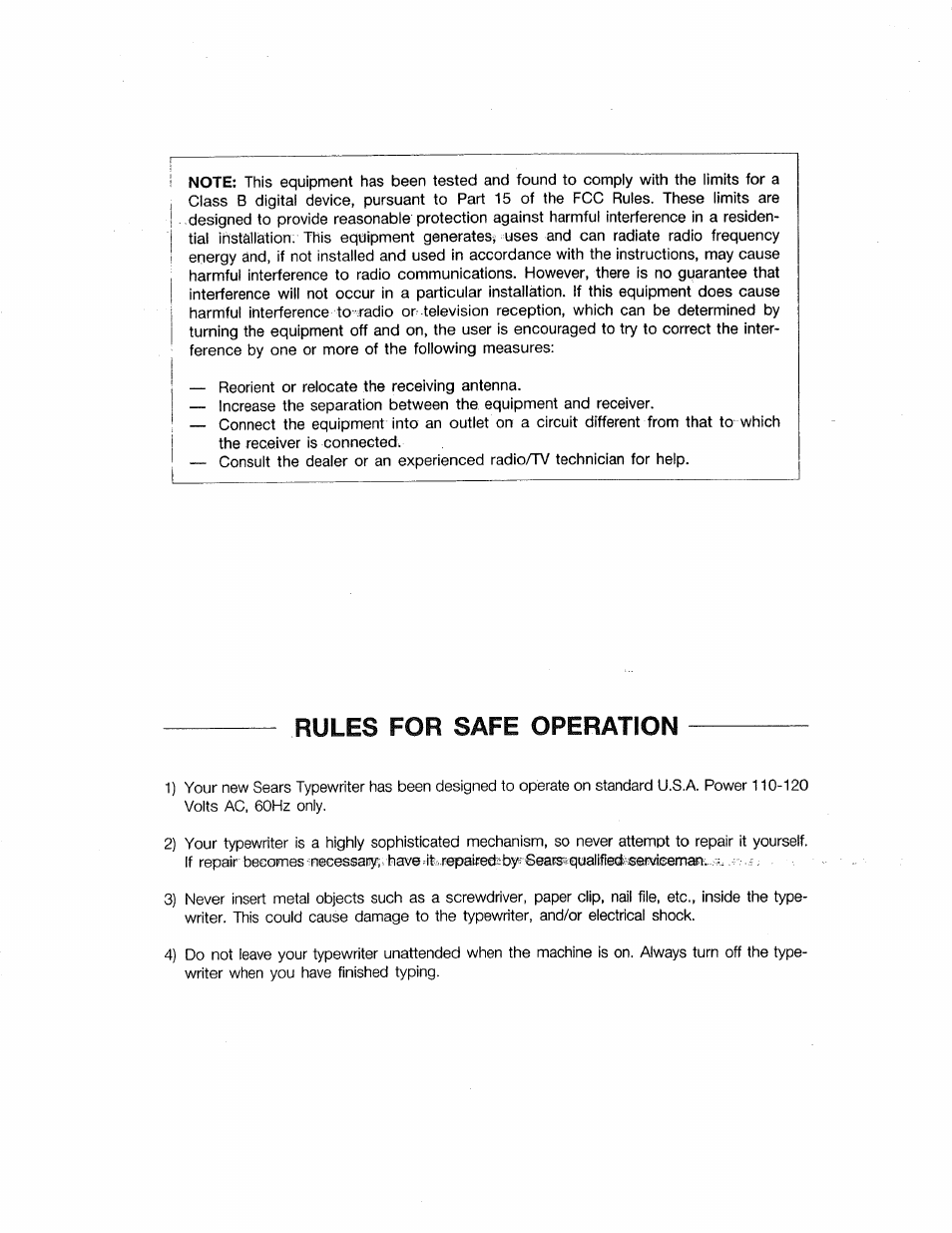 Rules for safe operation | Sears 16 User Manual | Page 56 / 108