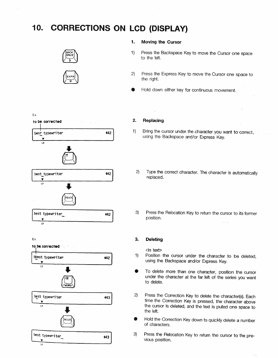 Corrections on lcd (display) | Sears 16 User Manual | Page 74 / 108