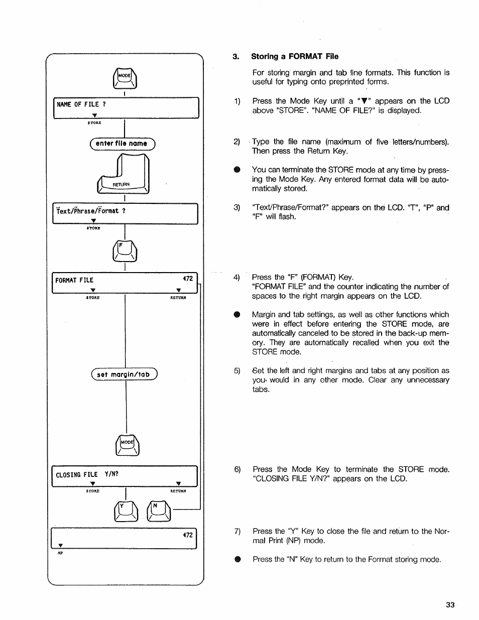 Storing a format file | Sears 16 User Manual | Page 92 / 108