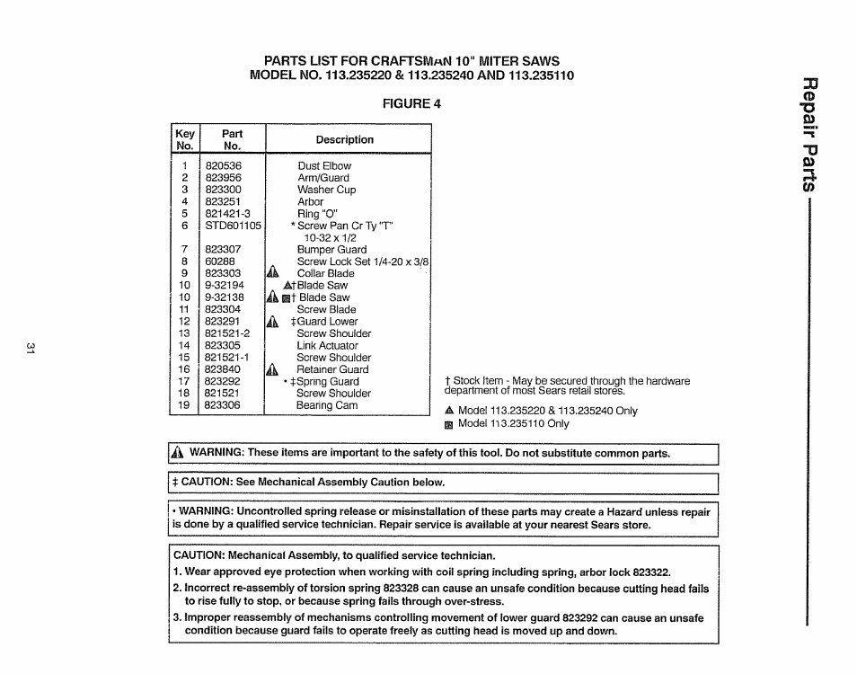 Sears 113.23522 User Manual | Page 31 / 32