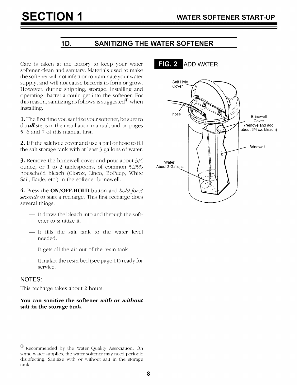 Sanitizing the water softener, Notes | Sears 625.34842 User Manual | Page 40 / 64