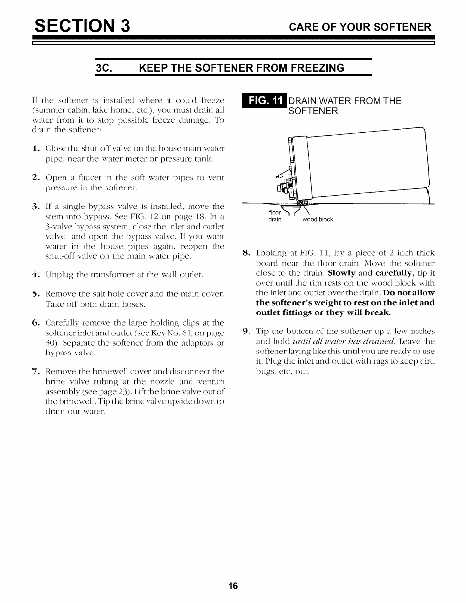 Keep the softener from freezing, Drain water from the softener | Sears 625.34842 User Manual | Page 48 / 64