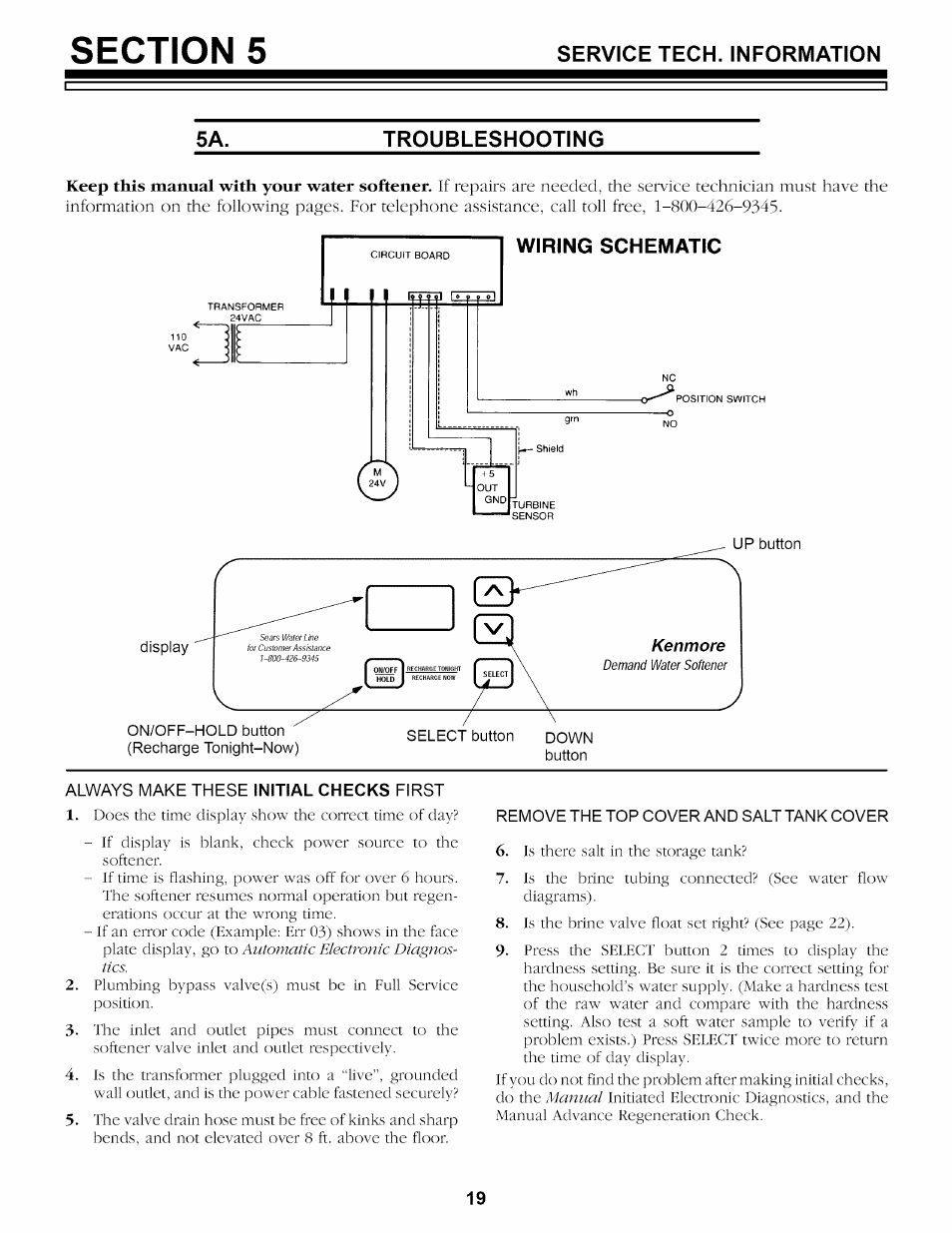 Troubleshooting, Service tech. information 5a. troubleshooting | Sears 625.34842 User Manual | Page 51 / 64