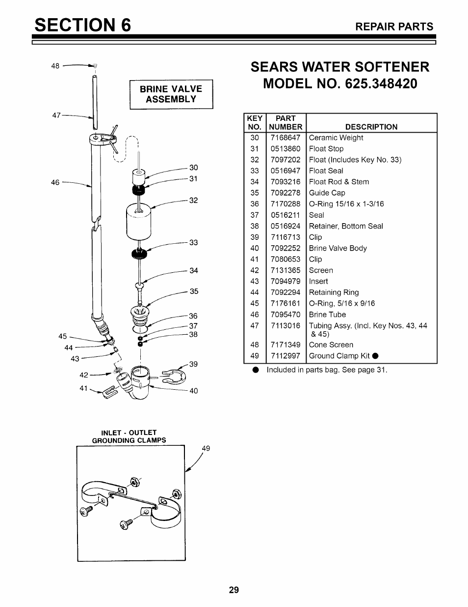 Repair parts | Sears 625.34842 User Manual | Page 61 / 64