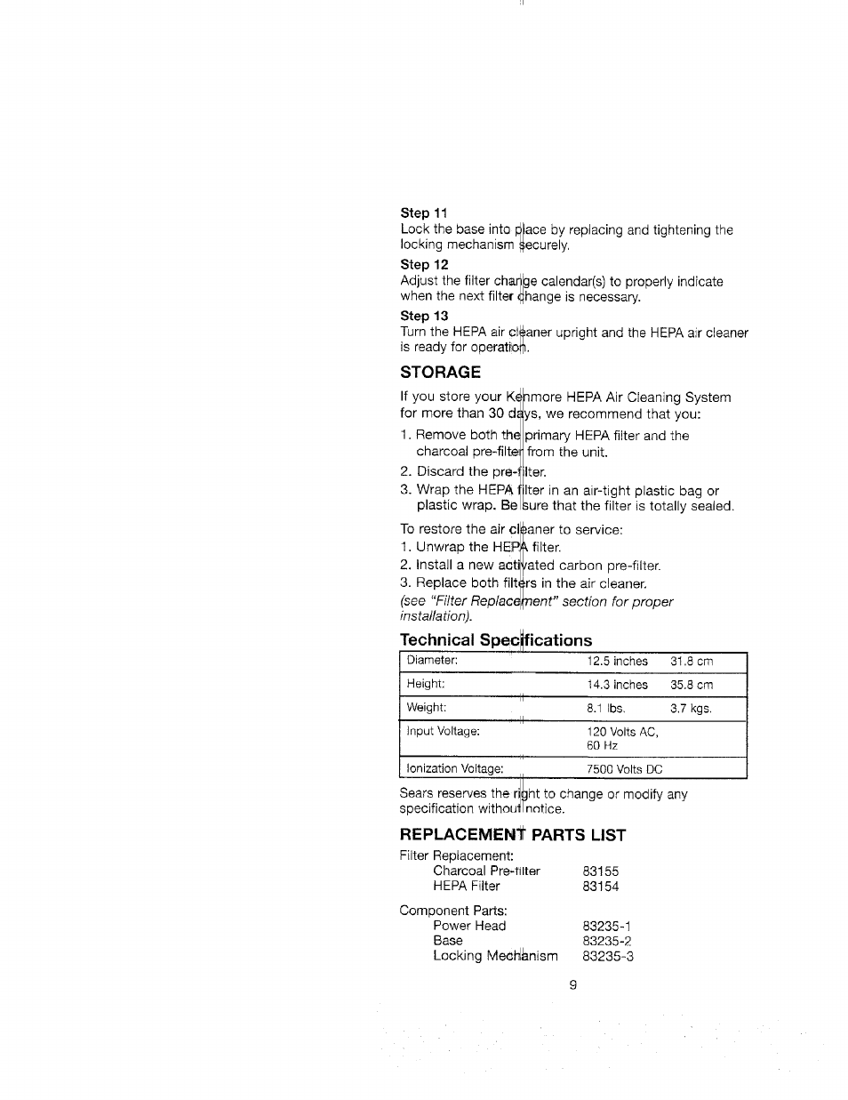Sears 437.83235 User Manual | Page 9 / 11