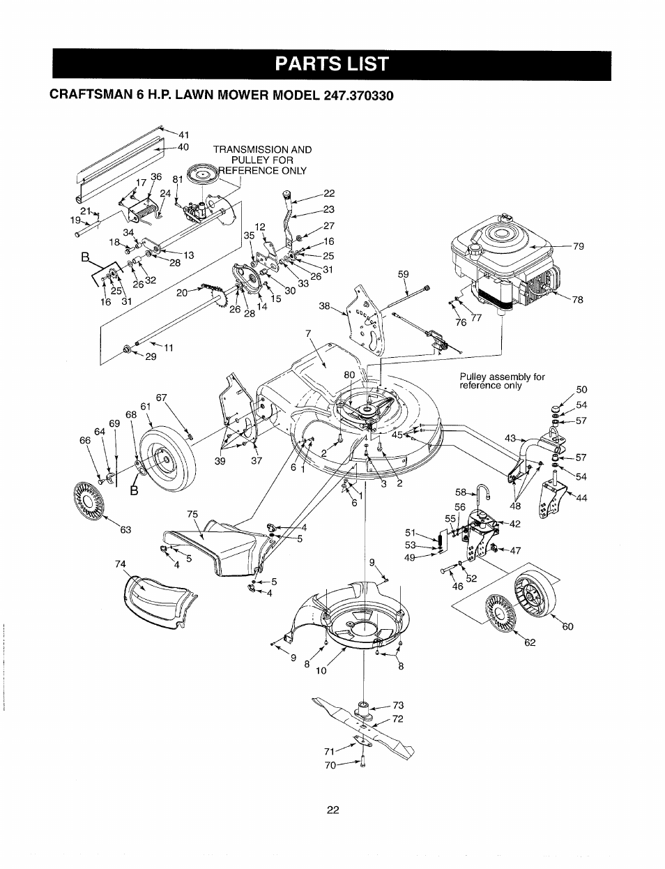 Parts list | Sears 247.37033 User Manual | Page 18 / 50