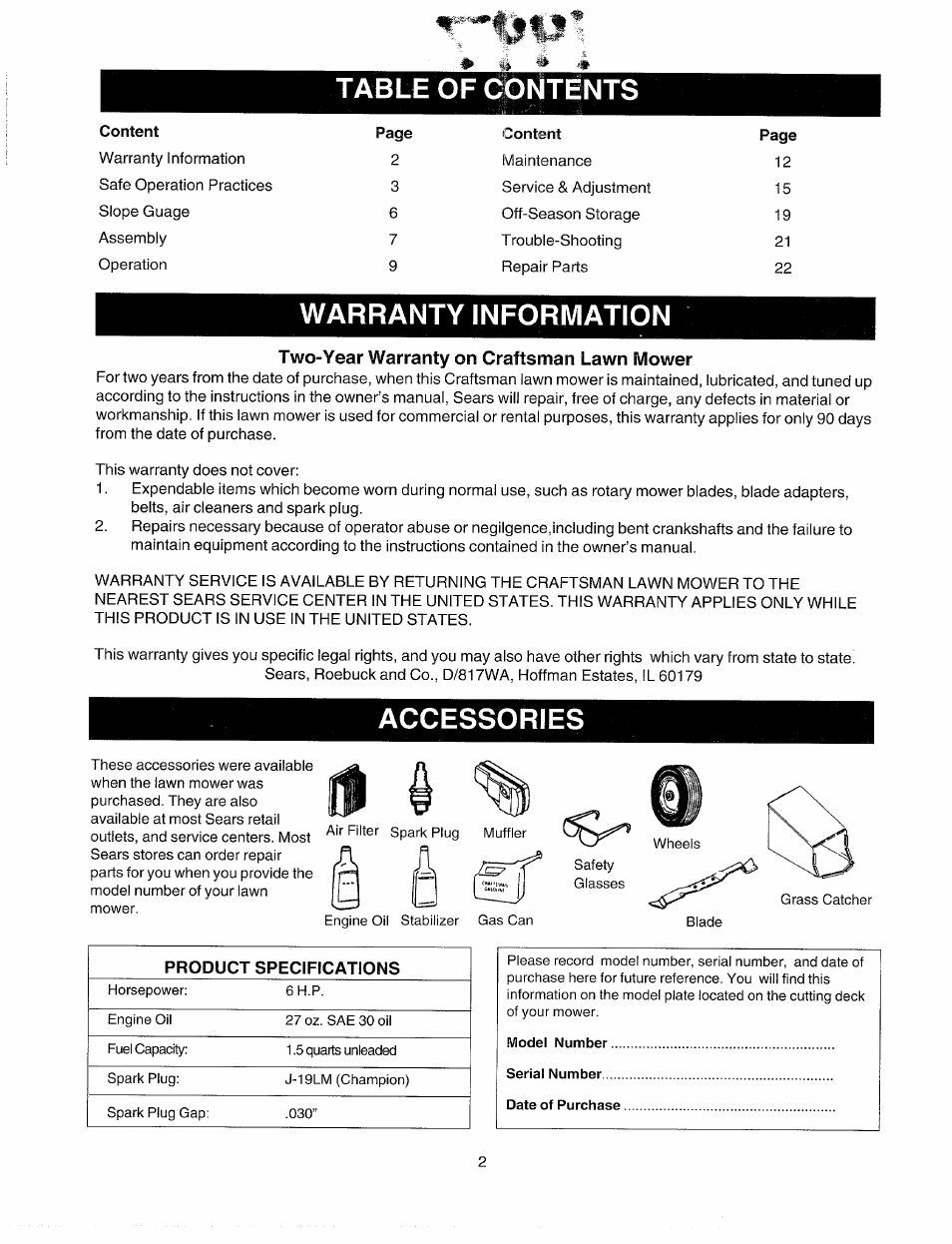 Sears 247.37033 User Manual | Page 2 / 50