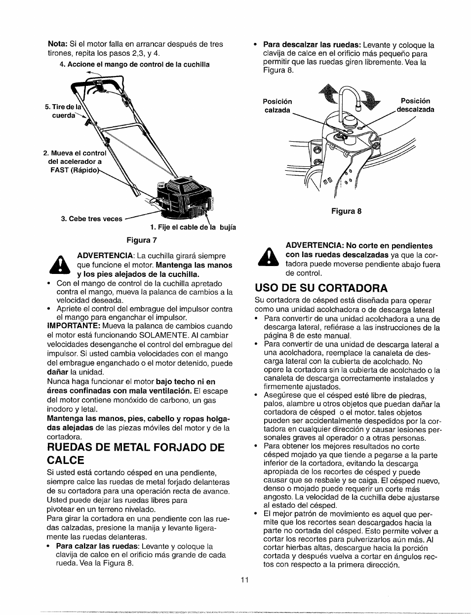 Ruedas de metal forjado de calce, Uso de su cortadora | Sears 247.37033 User Manual | Page 39 / 50