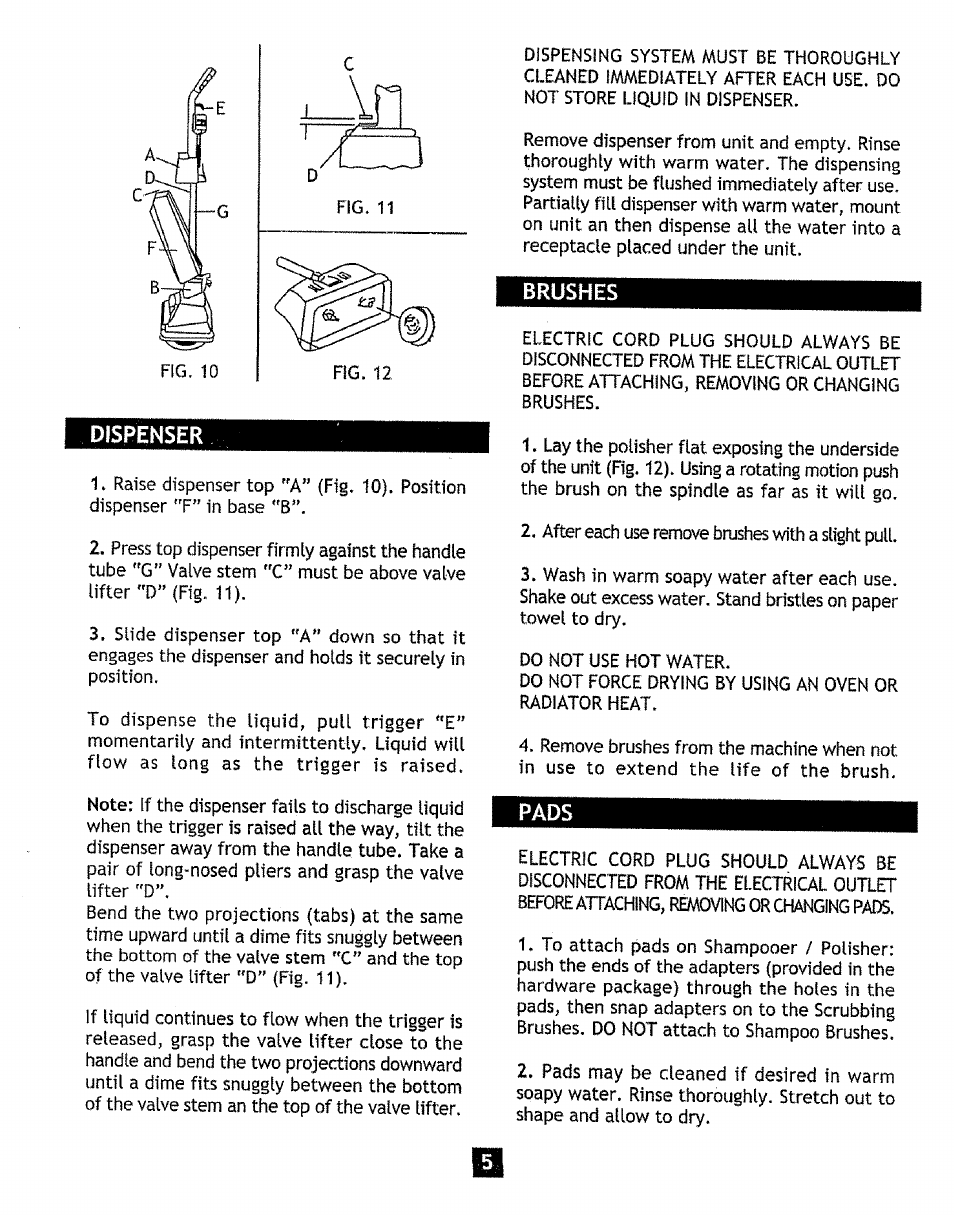 Brushes, Pads, Dispenser | Sears 680.84973 User Manual | Page 5 / 12