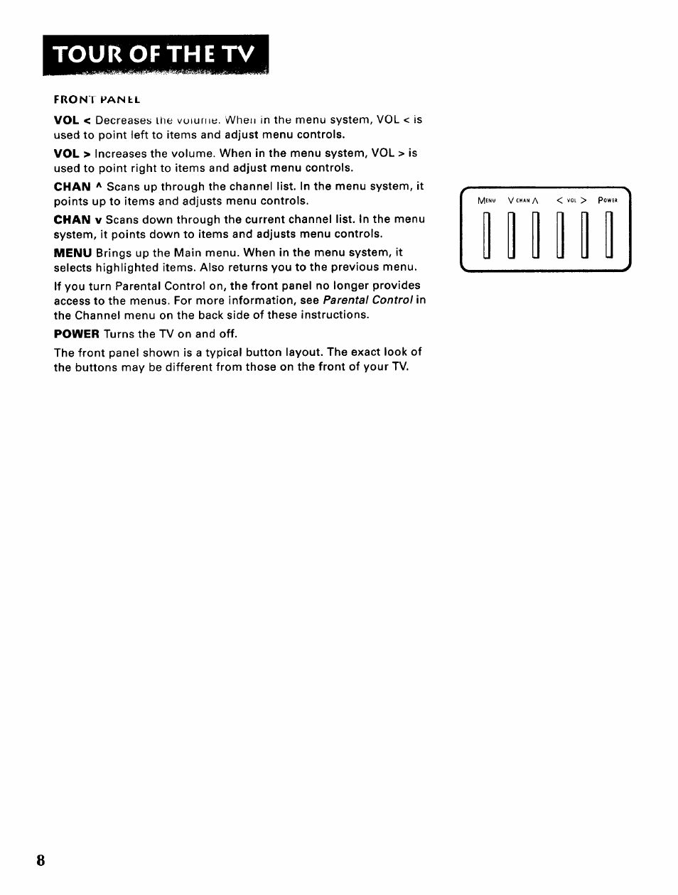 Tour of the tv | Sears 274.4345869A User Manual | Page 10 / 16