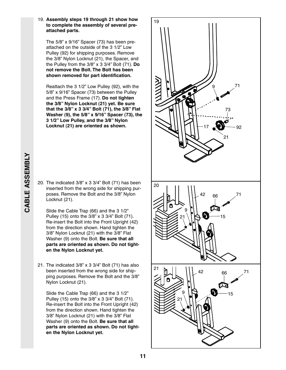 Cable assembl y | Sears 831.159460 User Manual | Page 11 / 28