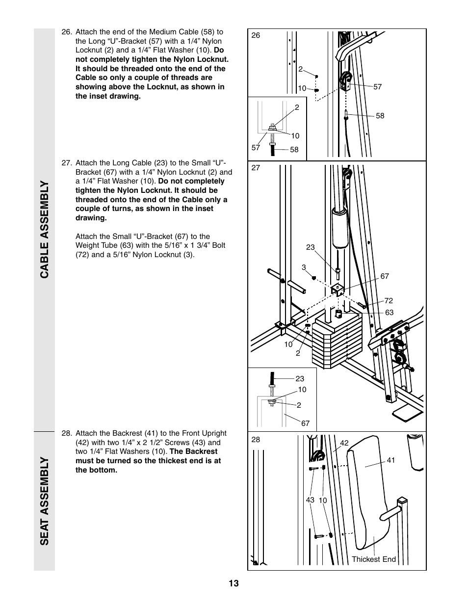 Sea t assembl y, Cable assembl y | Sears 831.159460 User Manual | Page 13 / 28