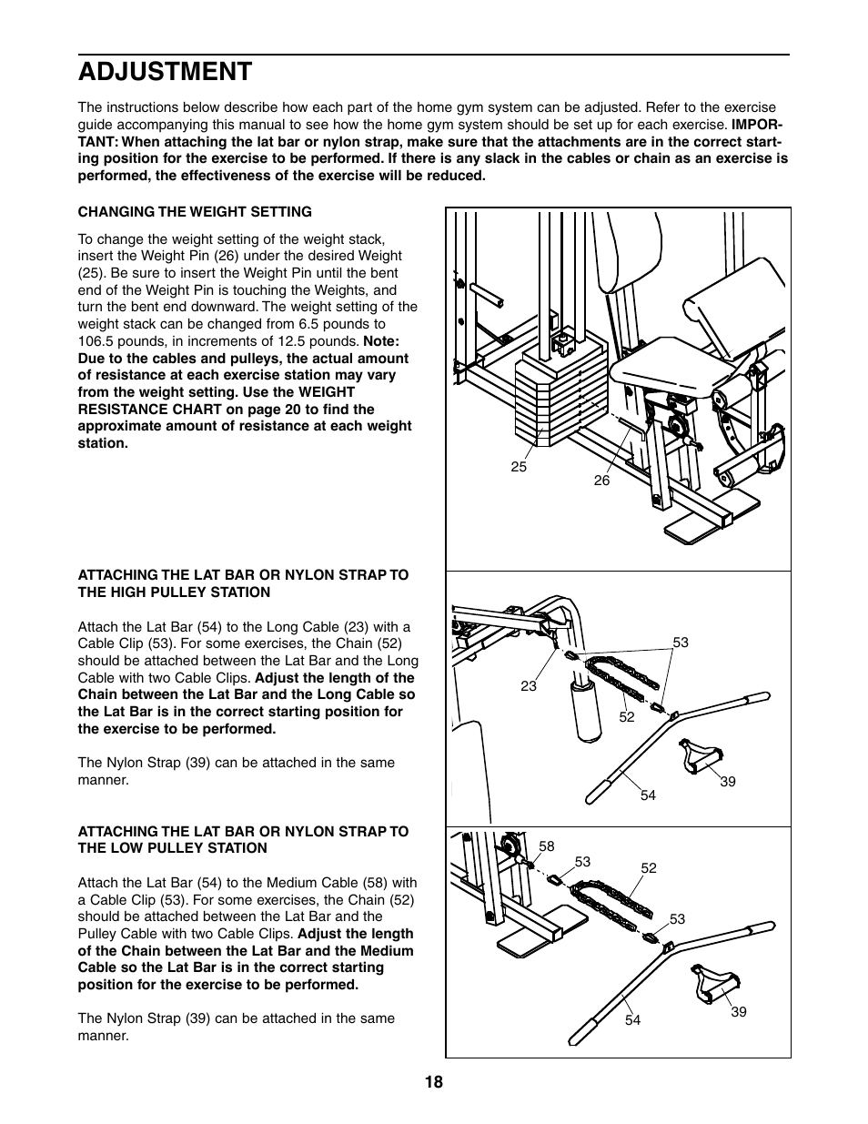 Adjustment | Sears 831.159460 User Manual | Page 18 / 28