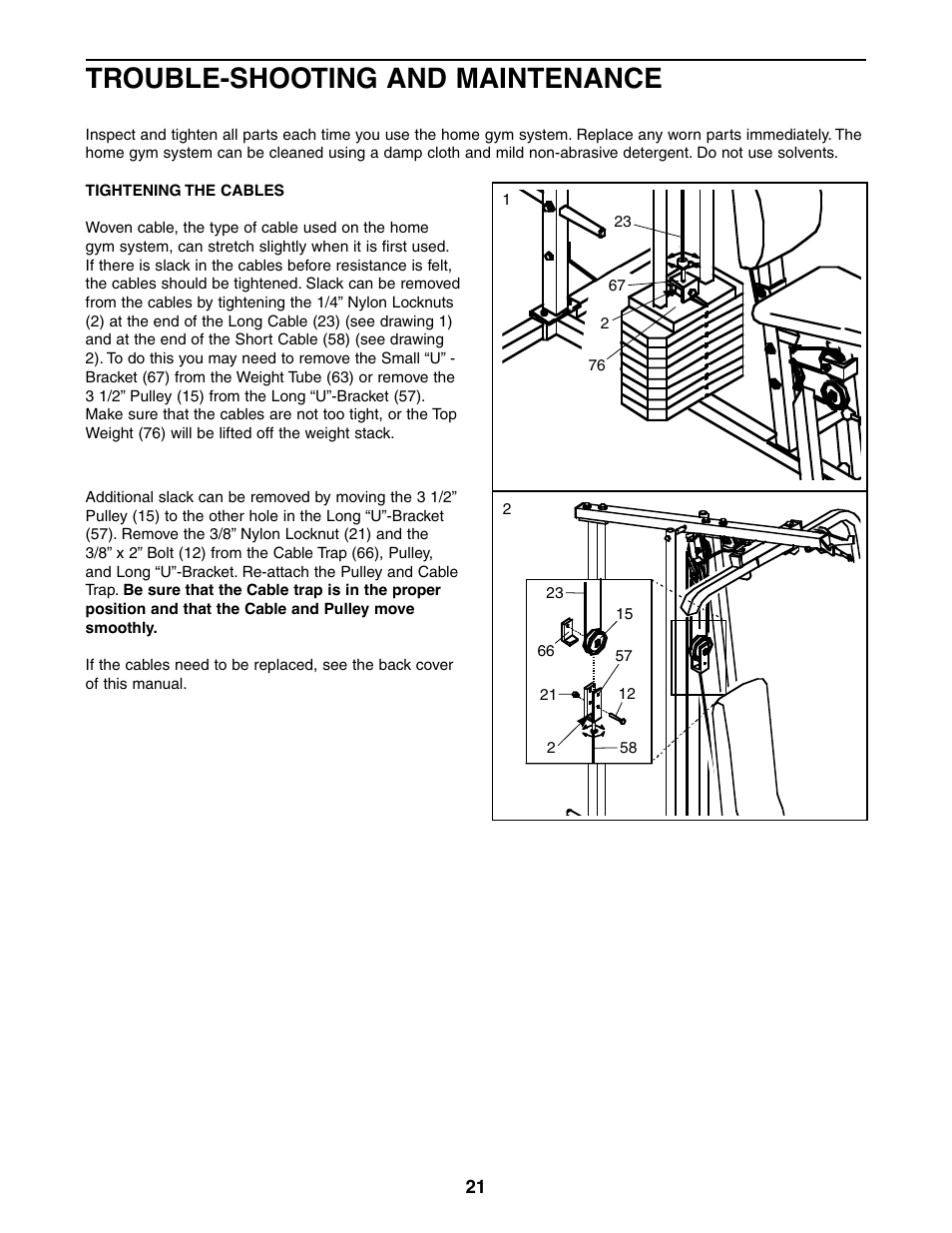 Trouble-shooting and maintenance | Sears 831.159460 User Manual | Page 21 / 28