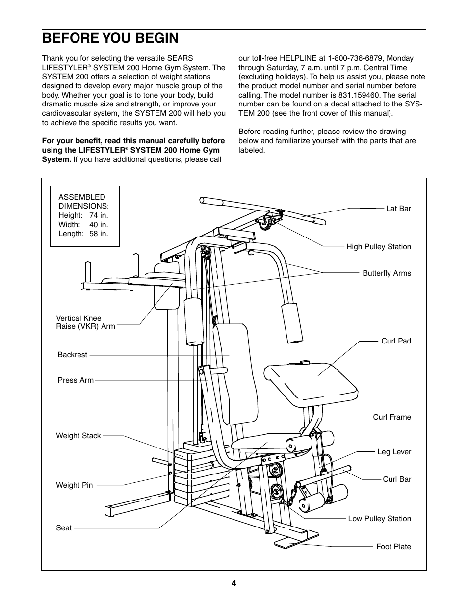 Before you begin | Sears 831.159460 User Manual | Page 4 / 28