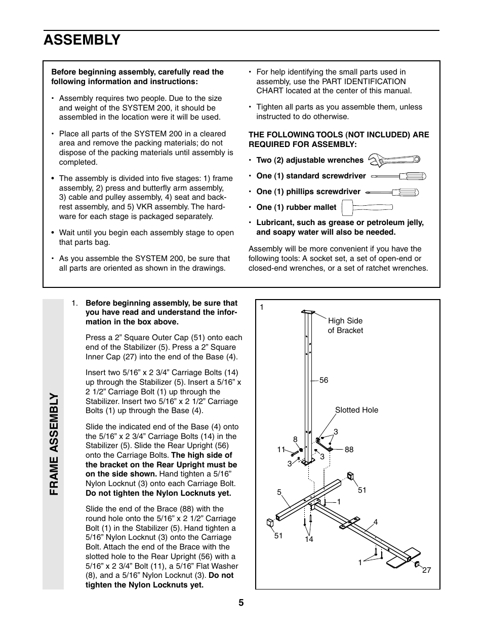 Assembly, Frame assembl y | Sears 831.159460 User Manual | Page 5 / 28