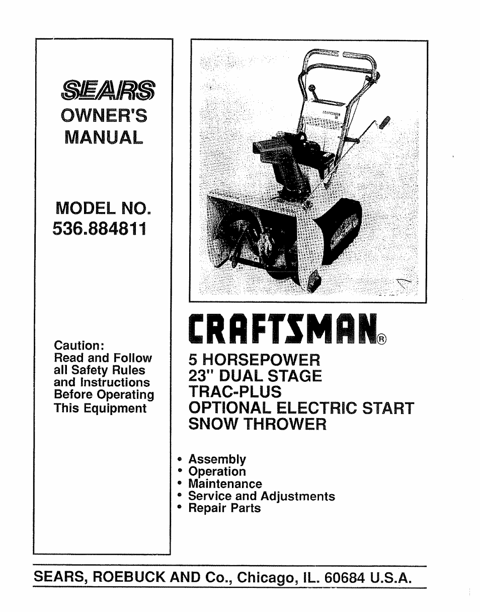 Sears 536.884811 User Manual | 42 pages
