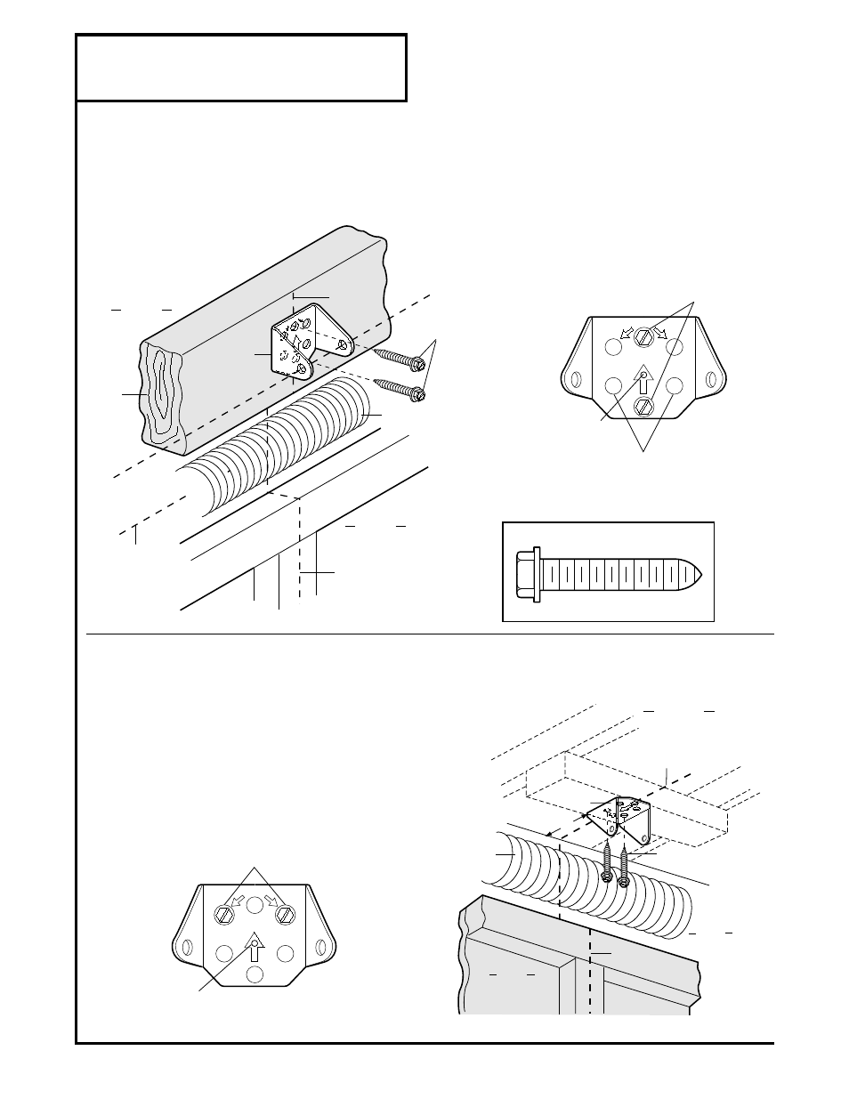 Install header bracket, Installation step 2, Install the header bracket | Fasten the header bracket to the wall, Fasten the header bracket to the ceiling, Hardware shown actual size | Sears 139.18847 User Manual | Page 14 / 40