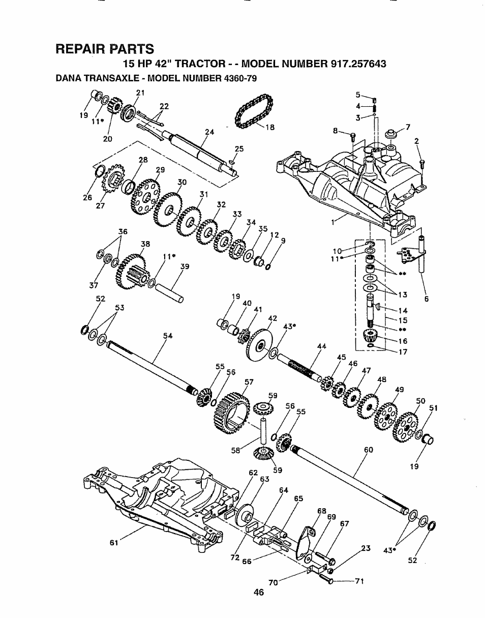 Repair parts | Sears 917.257643 User Manual | Page 46 / 56