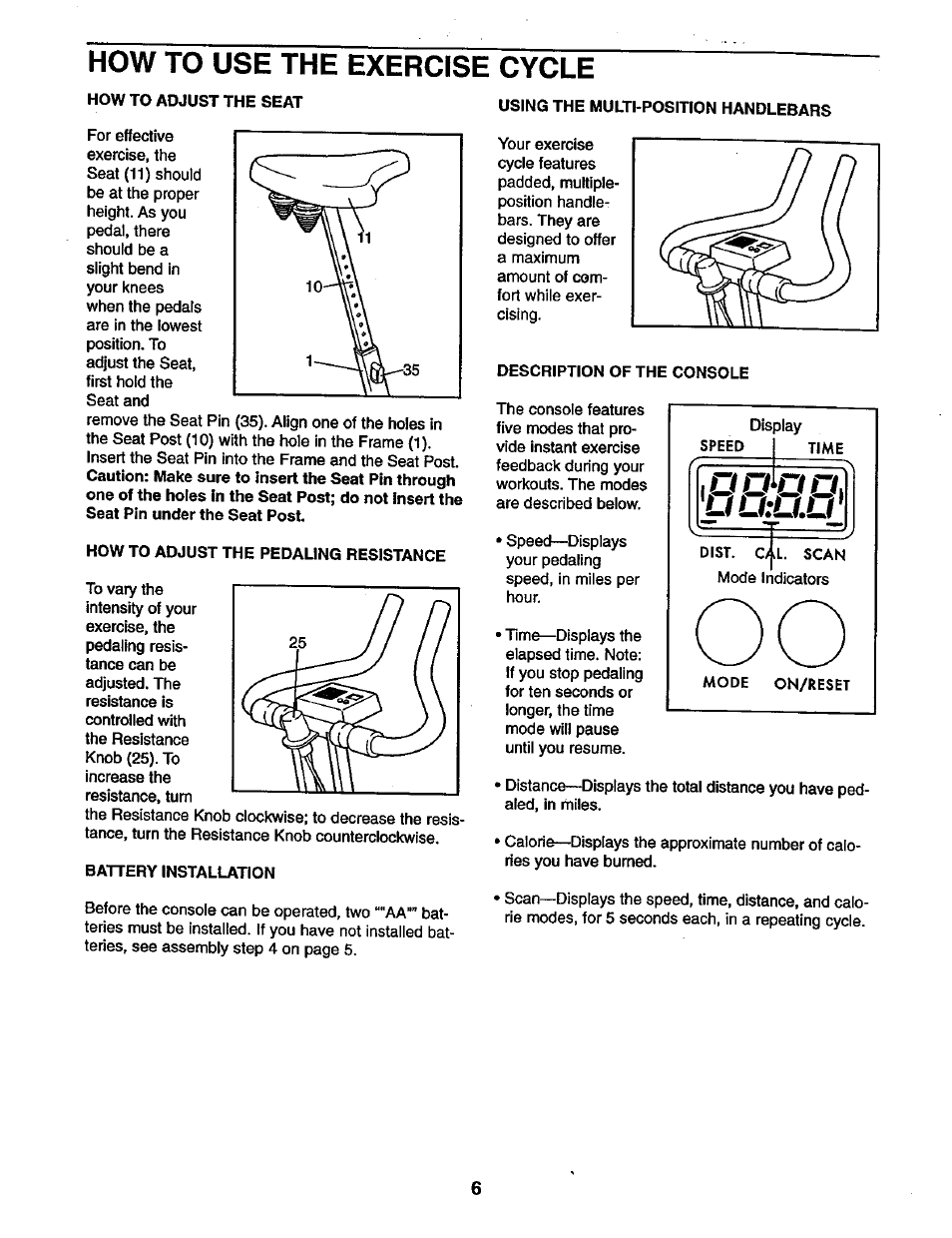 How to use the exercise cycle, Oi u.u | Sears 831.28822 User Manual | Page 6 / 12