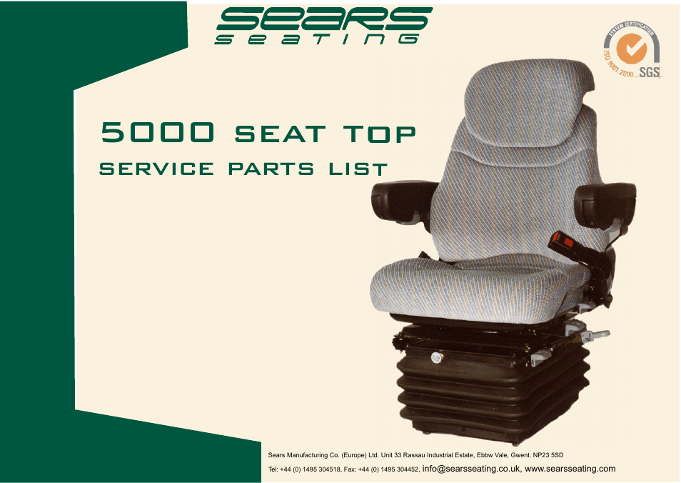 Sears Seat Top 5000 User Manual | 10 pages