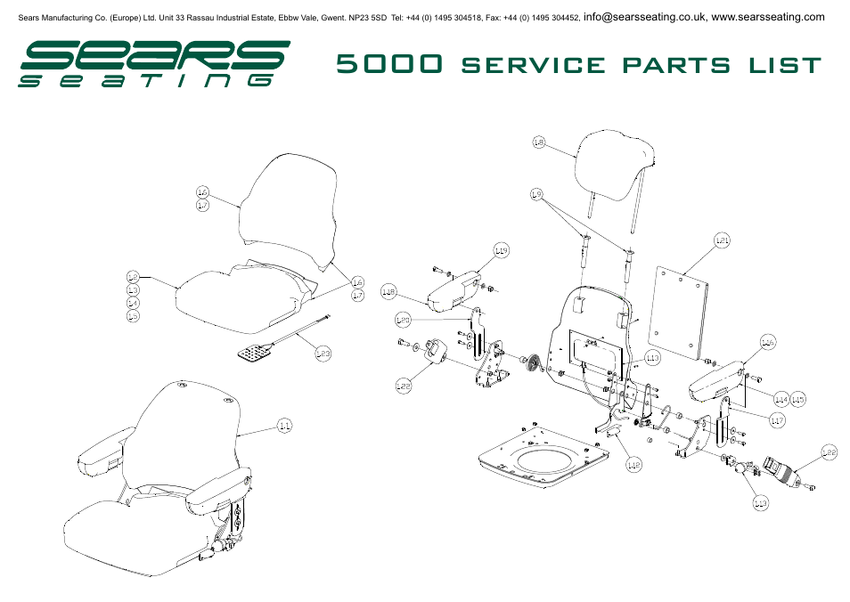 5000 service parts list | Sears Seat Top 5000 User Manual | Page 2 / 10