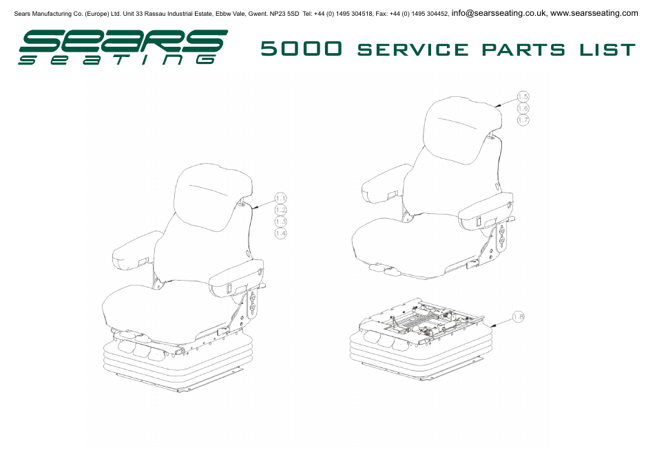 5000 service parts list | Sears Seat Top 5000 User Manual | Page 6 / 10