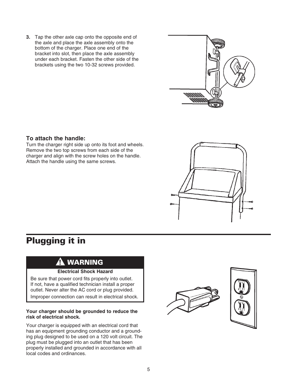 Plugging it in, Warning | Sears 200.71232 User Manual | Page 7 / 16