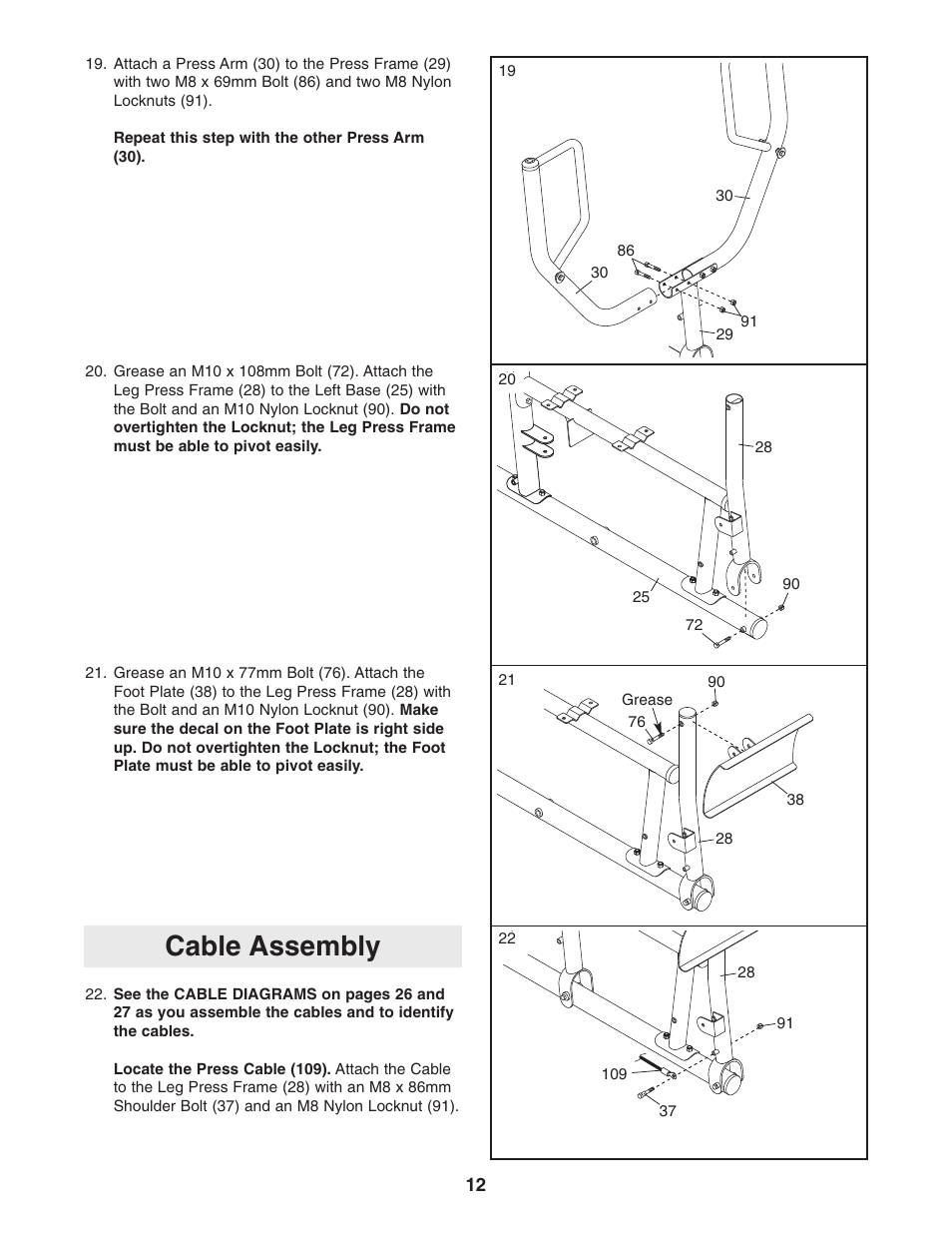 Cable assembly | Sears 831.154020 User Manual | Page 12 / 35