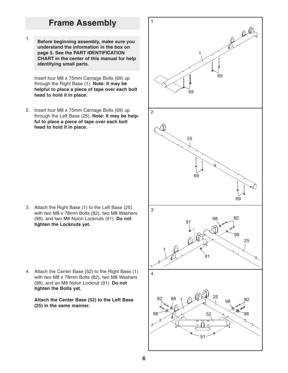 Frame assembly | Sears 831.154020 User Manual | Page 6 / 35