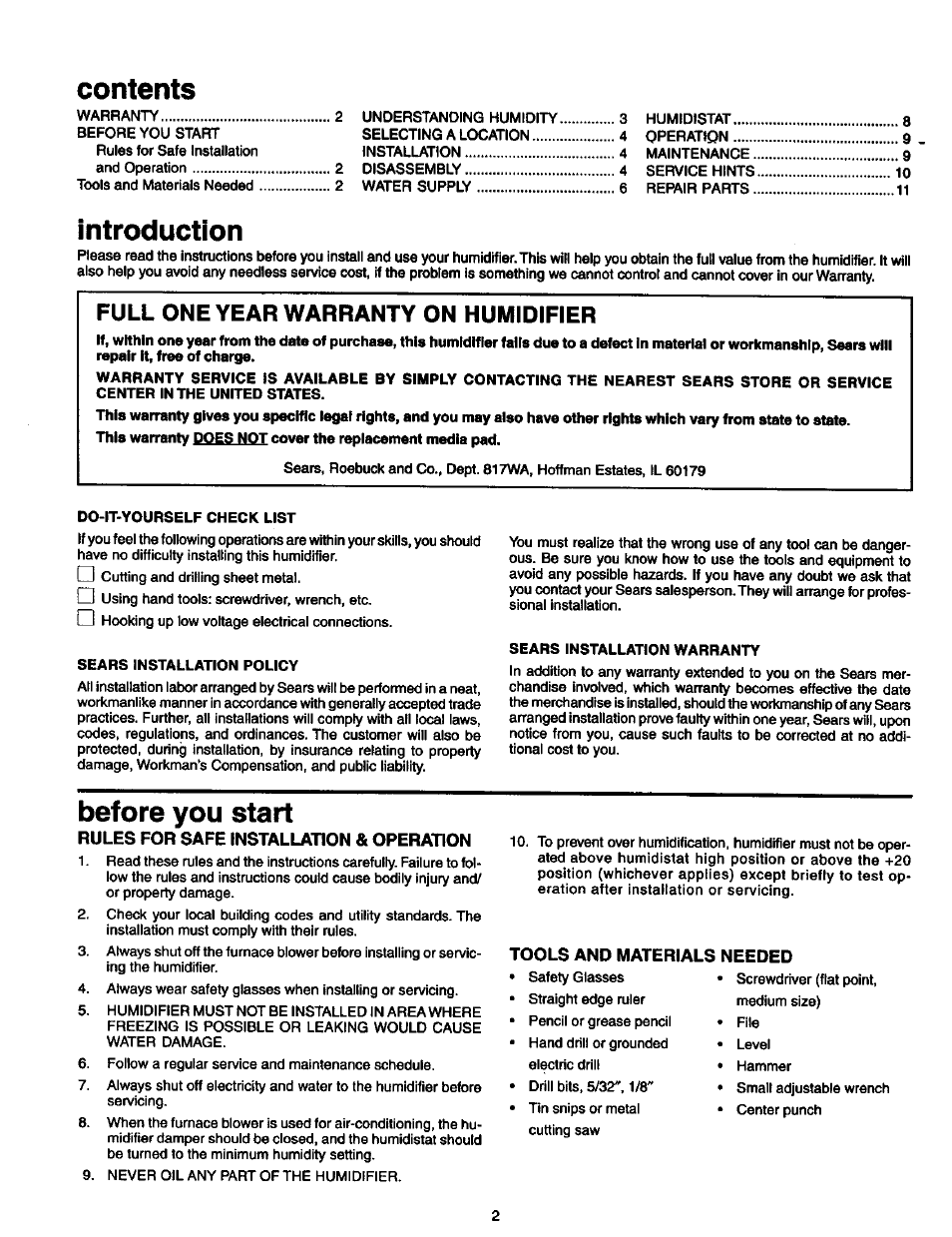 Sears 2500 User Manual | Page 2 / 13