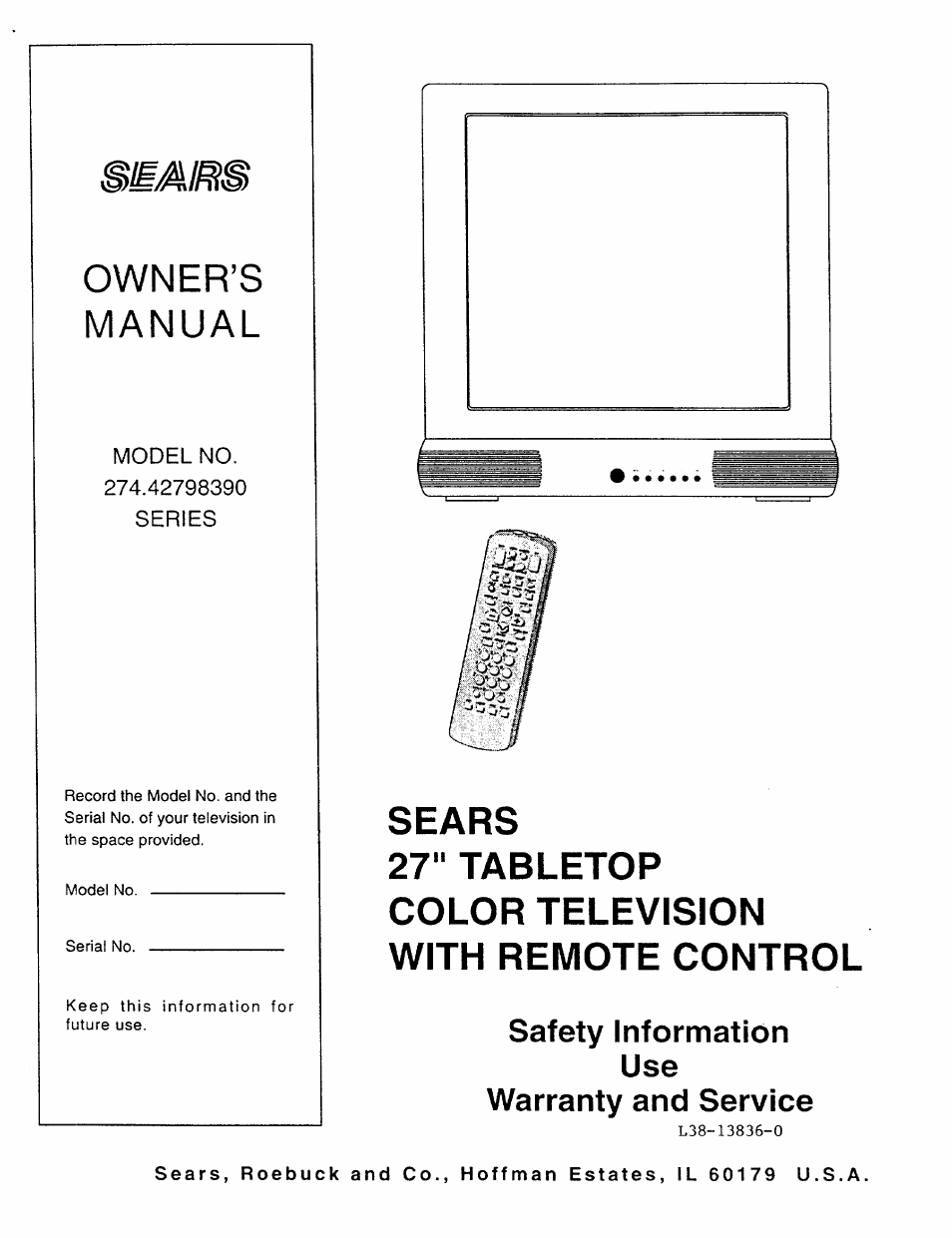 Sears 274.4279839 User Manual | 36 pages