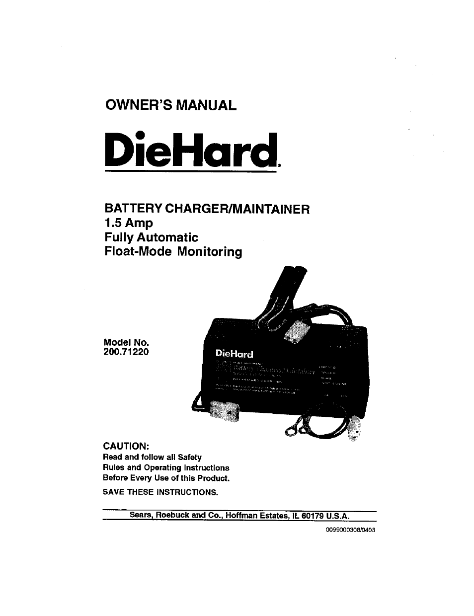 Sears DIEHARD 200.7122 User Manual | 10 pages