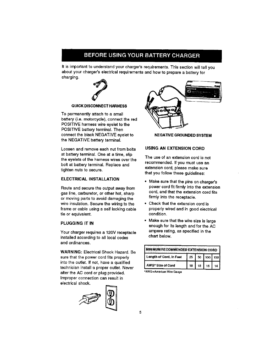 Before using your battery charger | Sears DIEHARD 200.7122 User Manual | Page 5 / 10