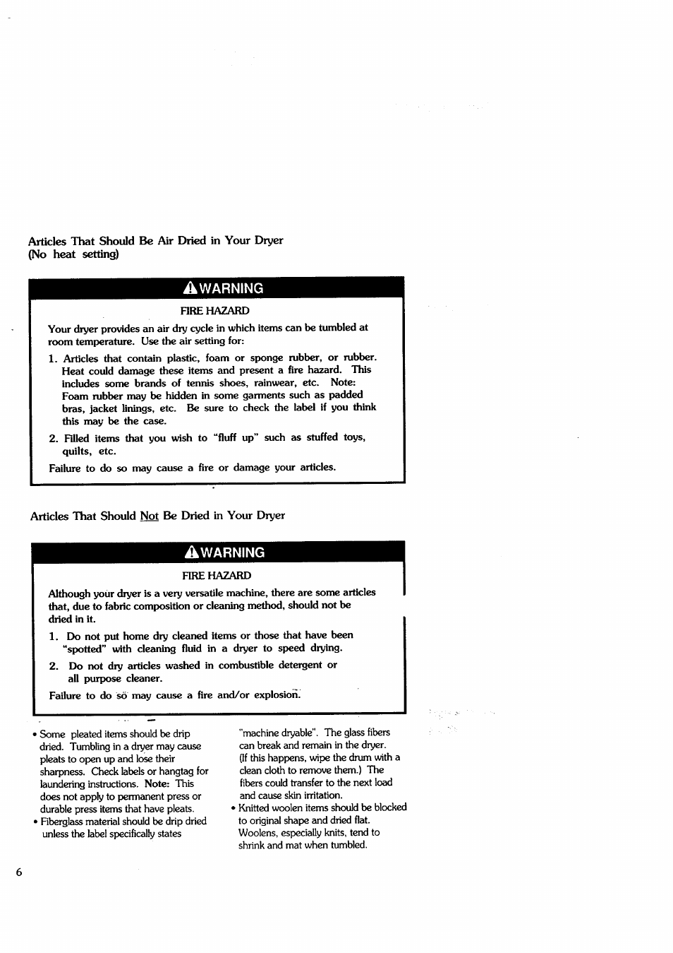 Sears Clothes Dryer User Manual | Page 6 / 24