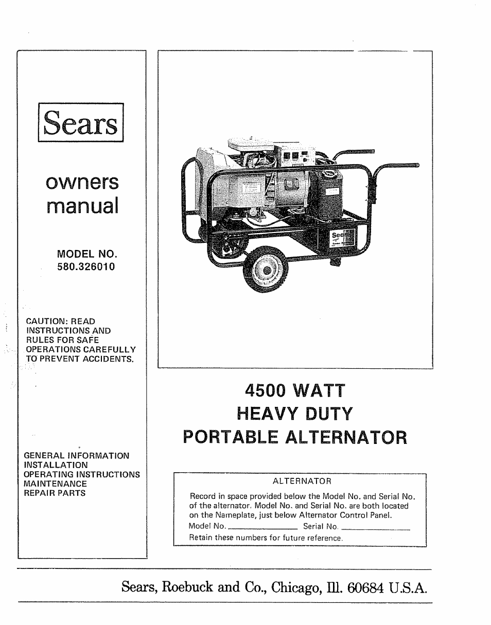 Sears 580.32601 User Manual | 41 pages