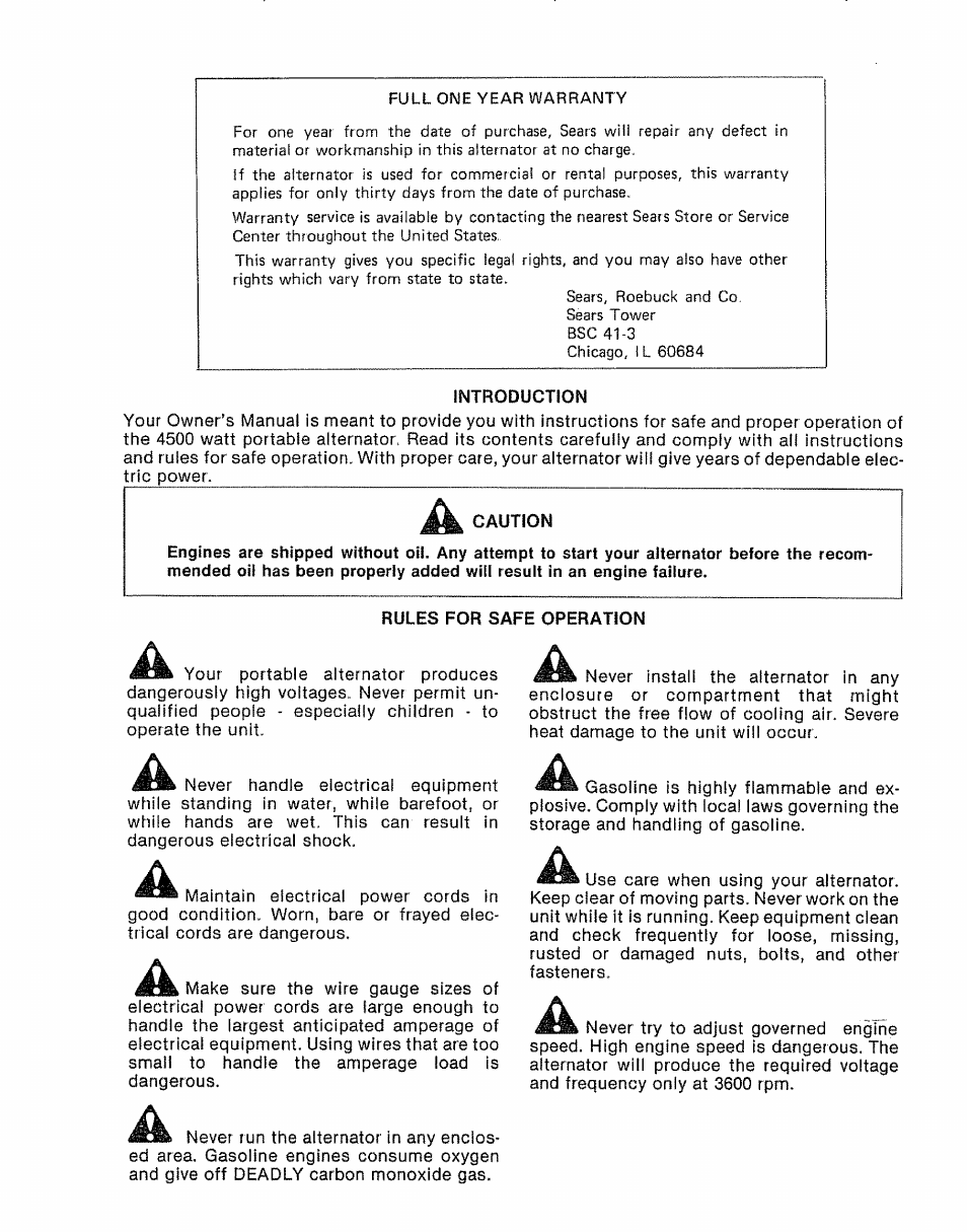 Introduction, Rules for safe operation | Sears 580.32601 User Manual | Page 2 / 41
