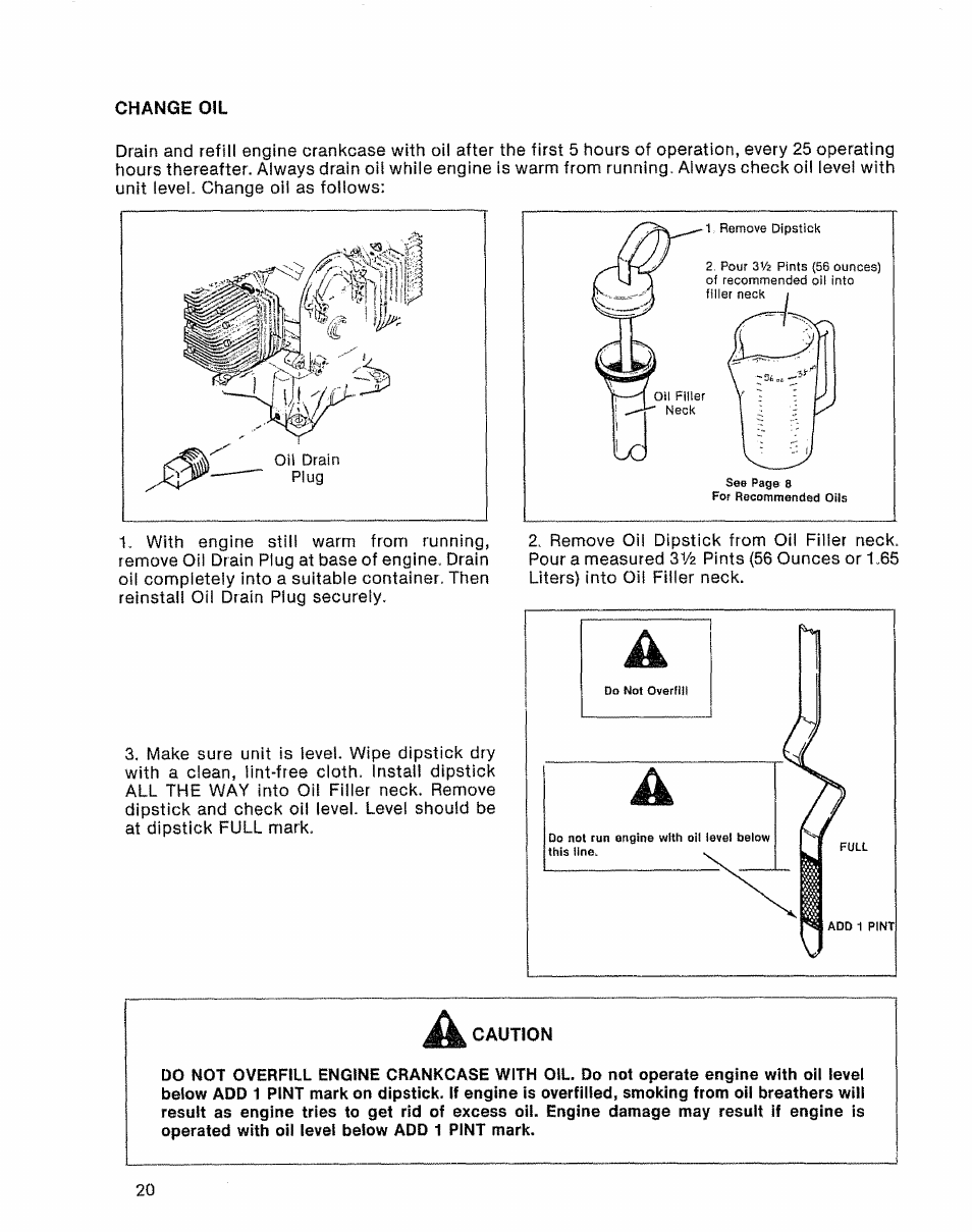 Change oil | Sears 580.32601 User Manual | Page 22 / 41