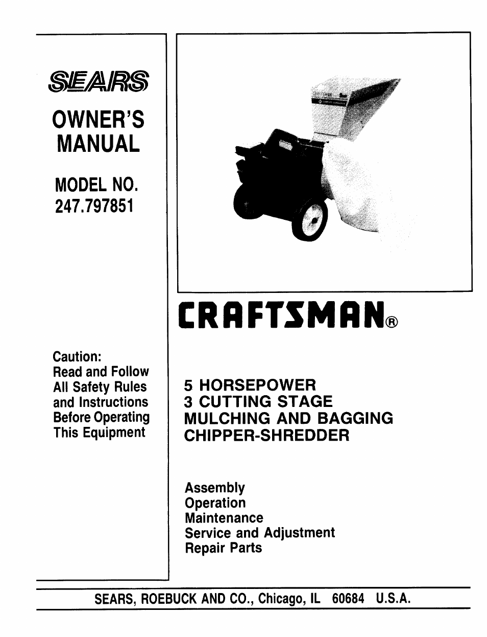 Sears 247.797851 User Manual | 24 pages