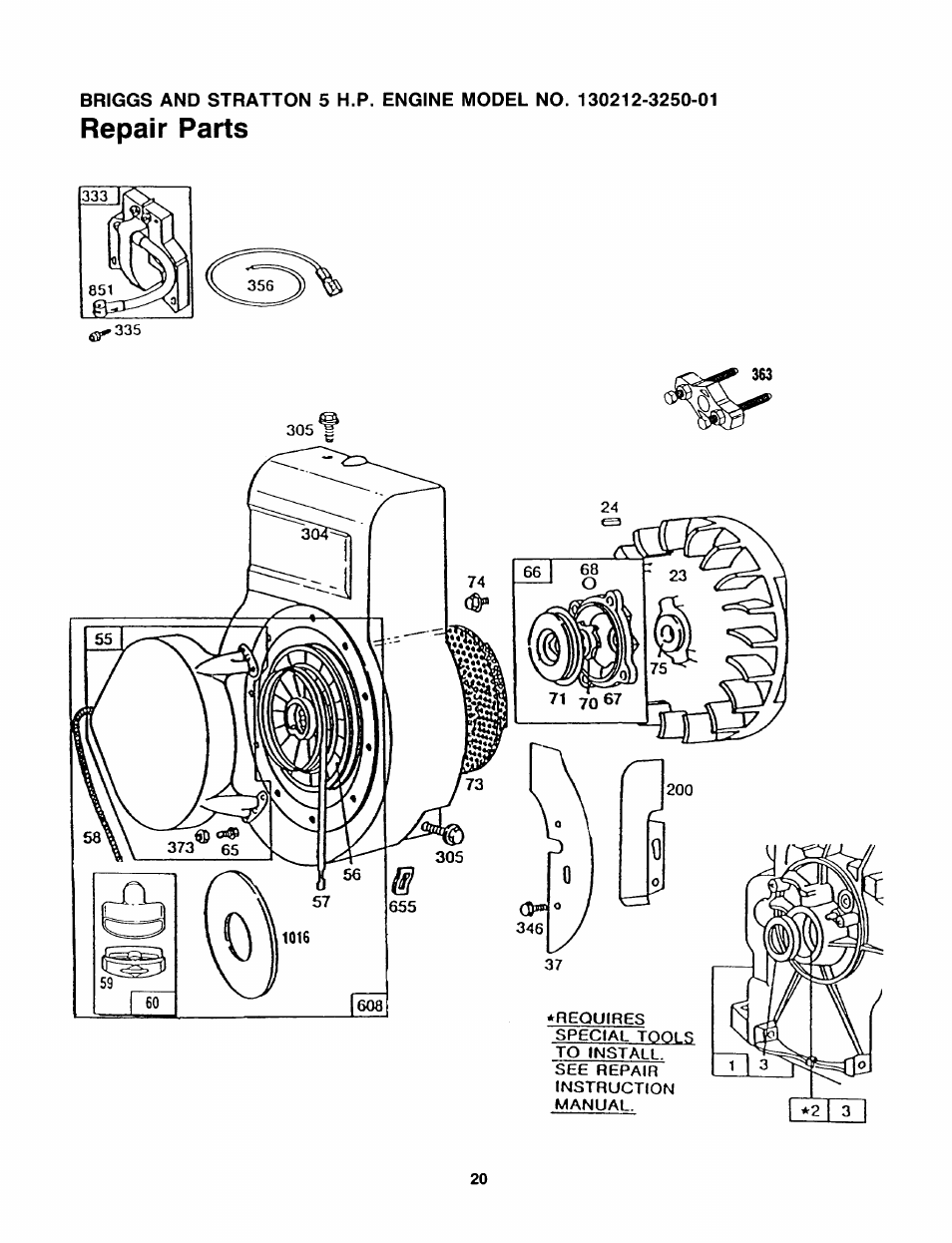 Repair parts | Sears 247.797851 User Manual | Page 20 / 24