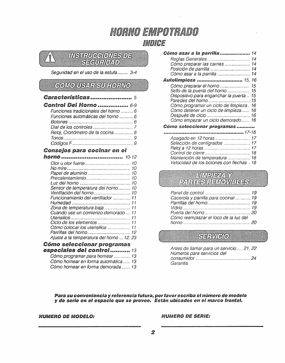 Ummê êmpêwâêo, Indice | Sears KENMORE 911.41369 User Manual | Page 27 / 50
