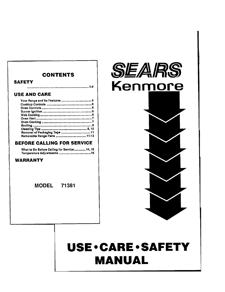 Sears 71381 User Manual | 20 pages