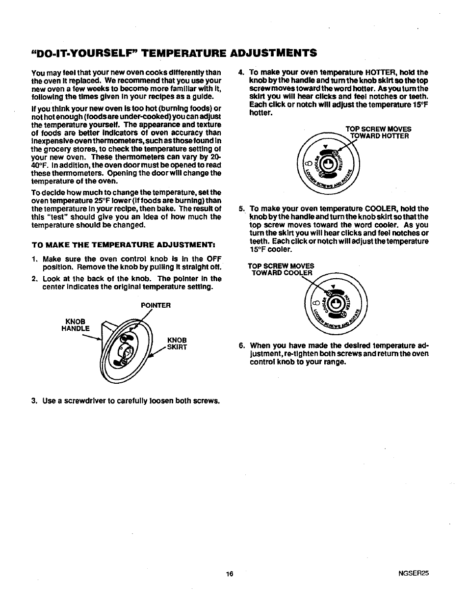Do-it-yourself” temperature adjustments | Sears 71381 User Manual | Page 17 / 20