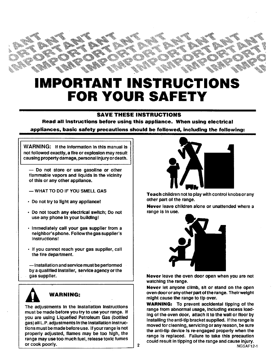 Important instructions for your safety | Sears 71381 User Manual | Page 3 / 20