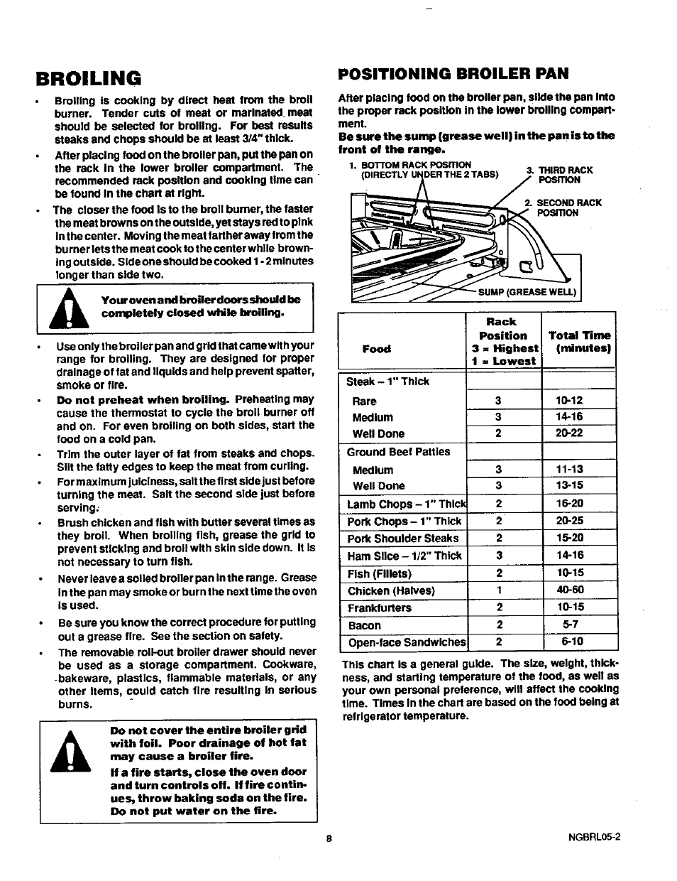 Broiling, Positioning broiler pan | Sears 71381 User Manual | Page 9 / 20