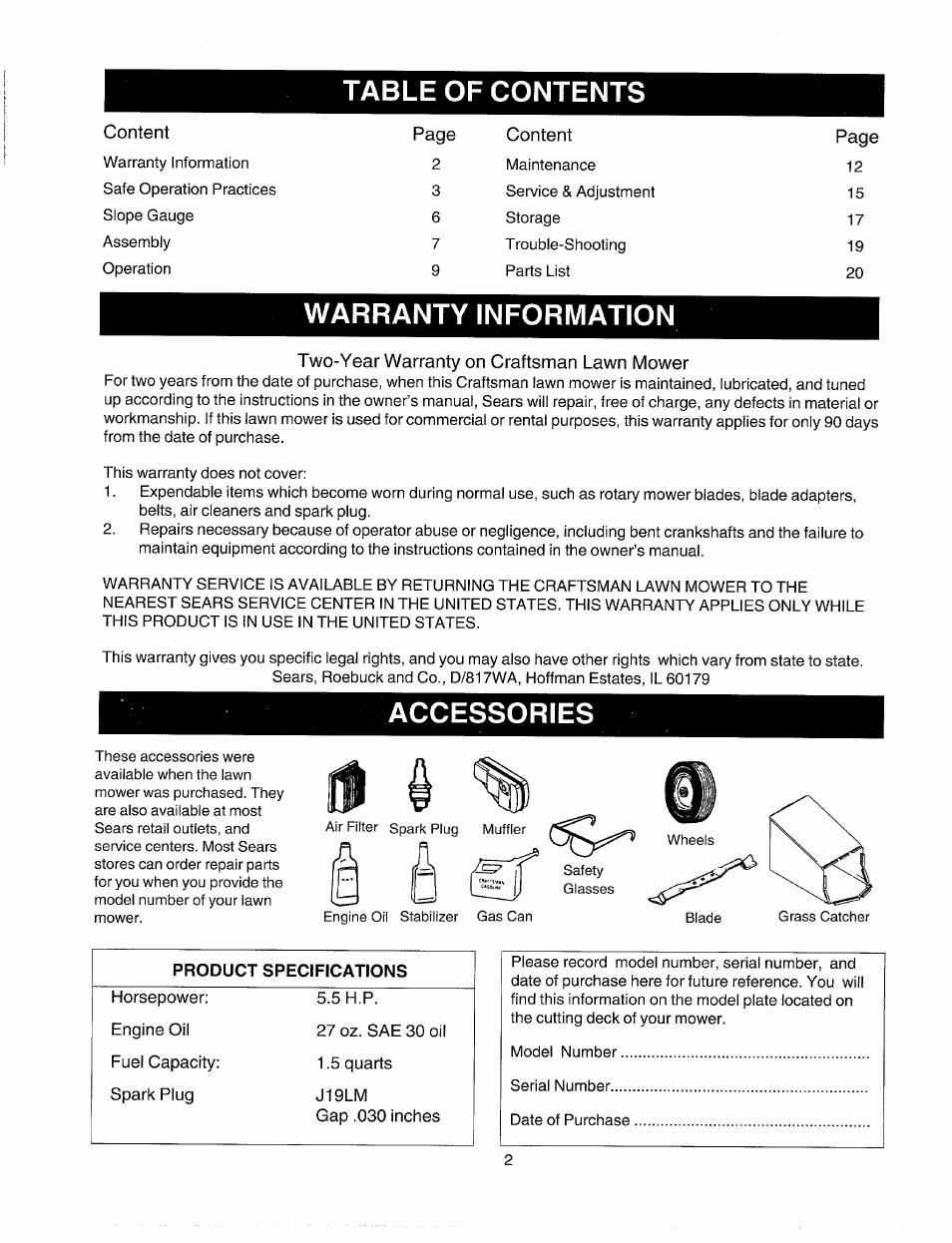 Sears 247.37035 User Manual | Page 2 / 50