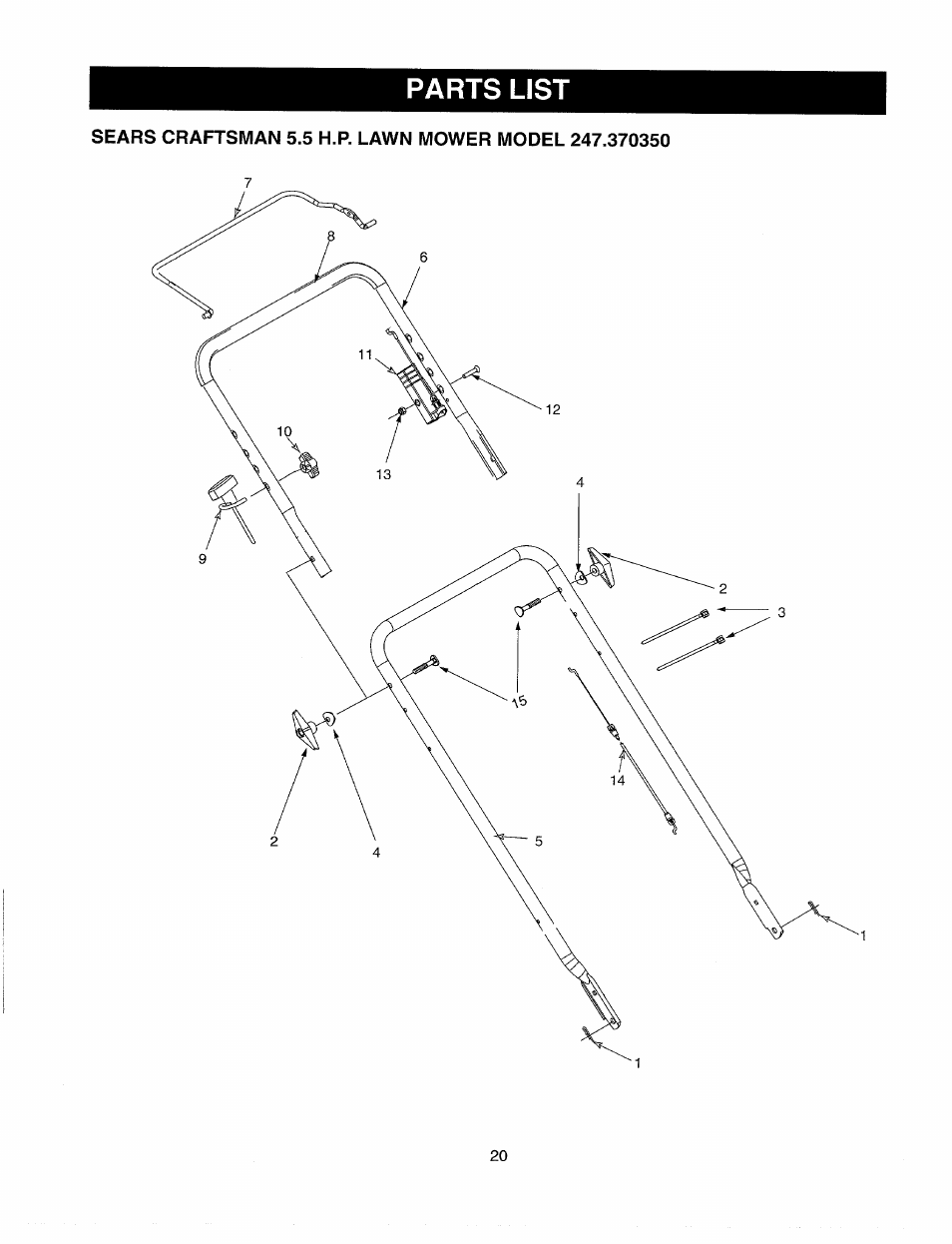 Parts list | Sears 247.37035 User Manual | Page 20 / 50