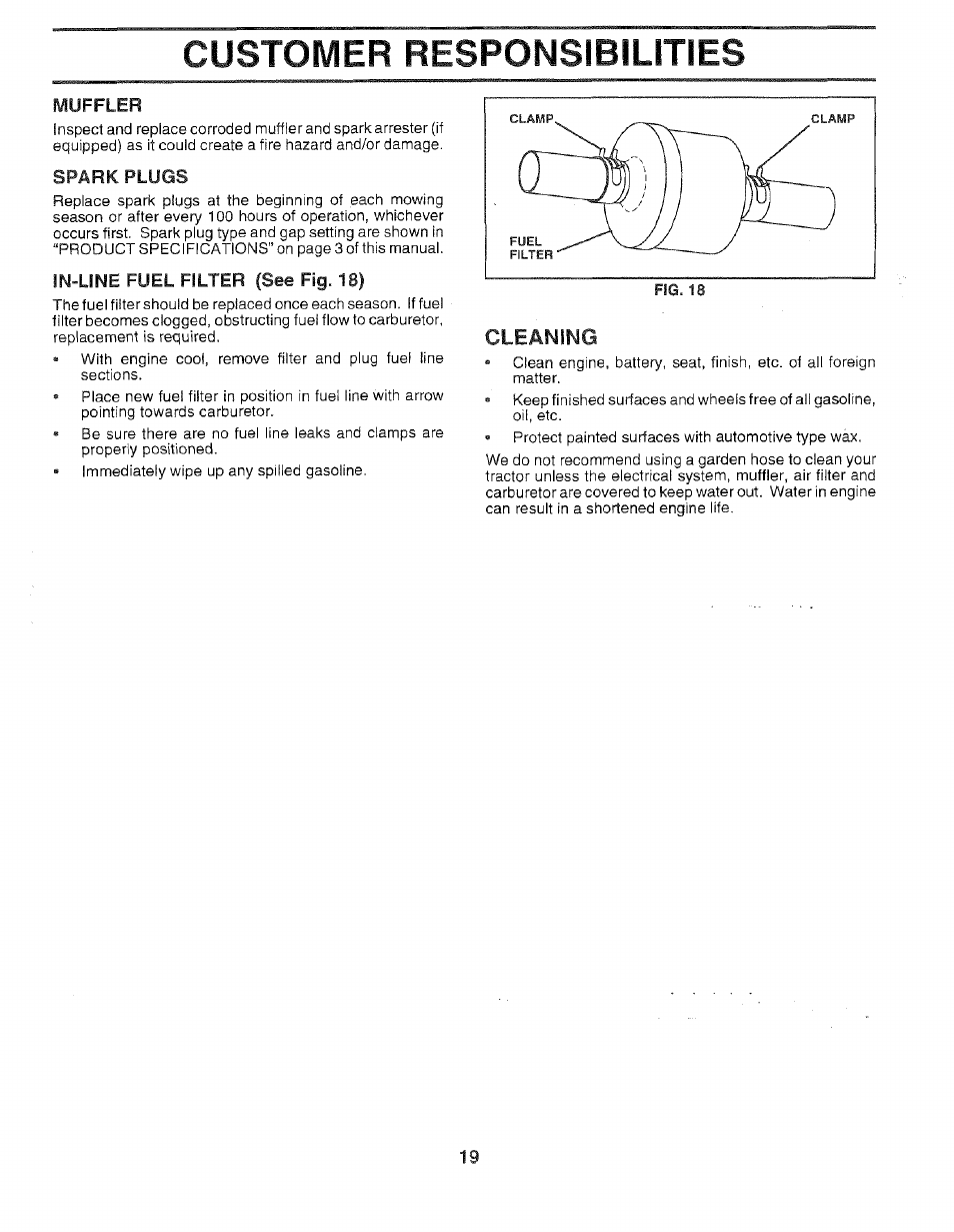 Customer responsibilities | Sears 917.259567 User Manual | Page 19 / 56