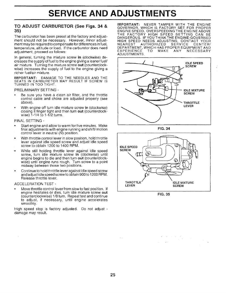 Service and adjustments | Sears 917.259567 User Manual | Page 25 / 56